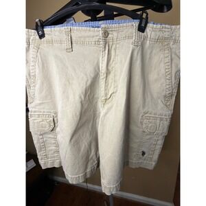 US Polo Assn Mens Cargo Shorts Tan Khaki Activate Stretch Utility Pockets 110175